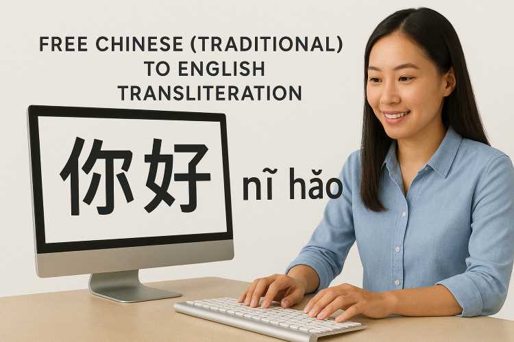 Free Chinese (Traditional) to English Transliteration: 你好 → nǐ hǎo